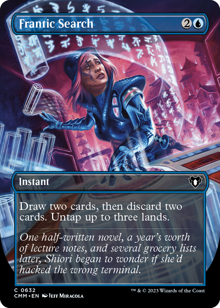 Frantic Search (Borderless Alternate Art) [Commander Masters] | Local Legends