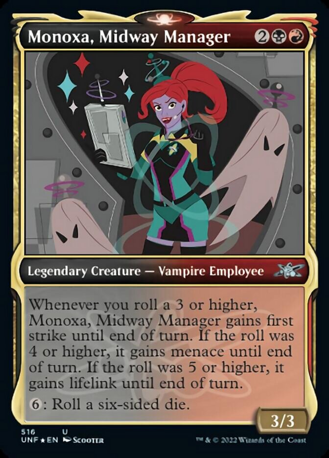 Monoxa, Midway Manager (Showcase) (Galaxy Foil) [Unfinity] | Golgari Games