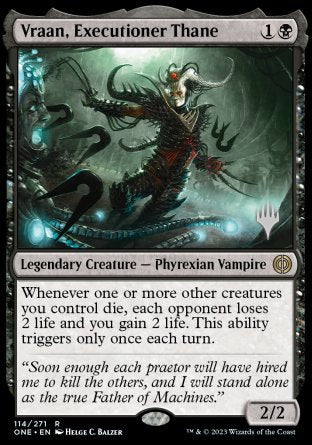 Vraan, Executioner Thane (Promo Pack) [Phyrexia: All Will Be One Promos] | Local Legends