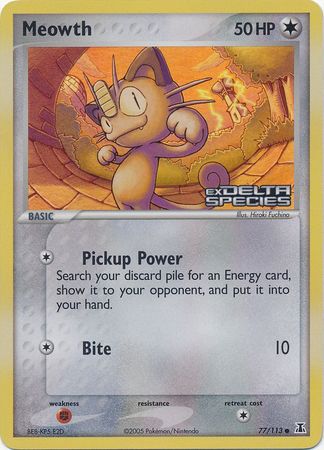 Meowth (77/113) (Stamped) [EX: Delta Species] | Local Legends