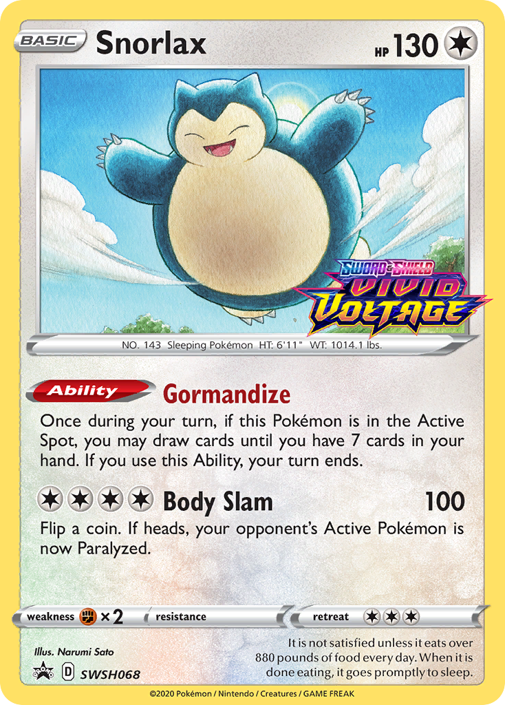 Snorlax (SWSH068) (Prerelease Promo) [Sword & Shield: Black Star Promos] | Local Legends