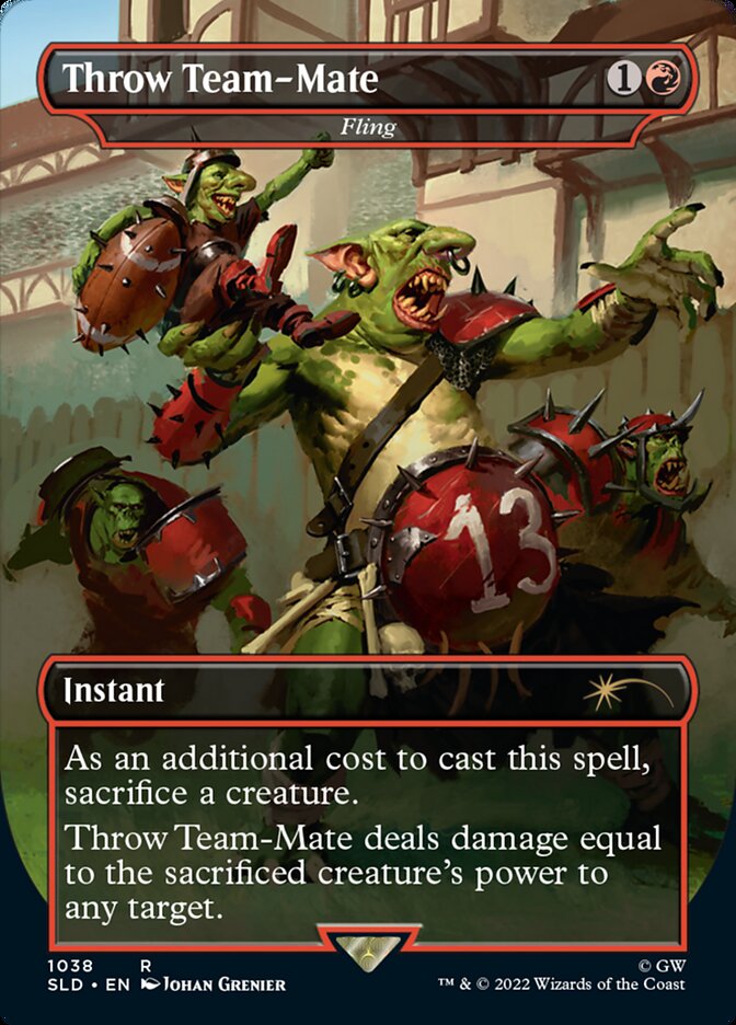 Throw Team-Mate - Fling (Borderless) [Secret Lair Drop Series] | Local Legends