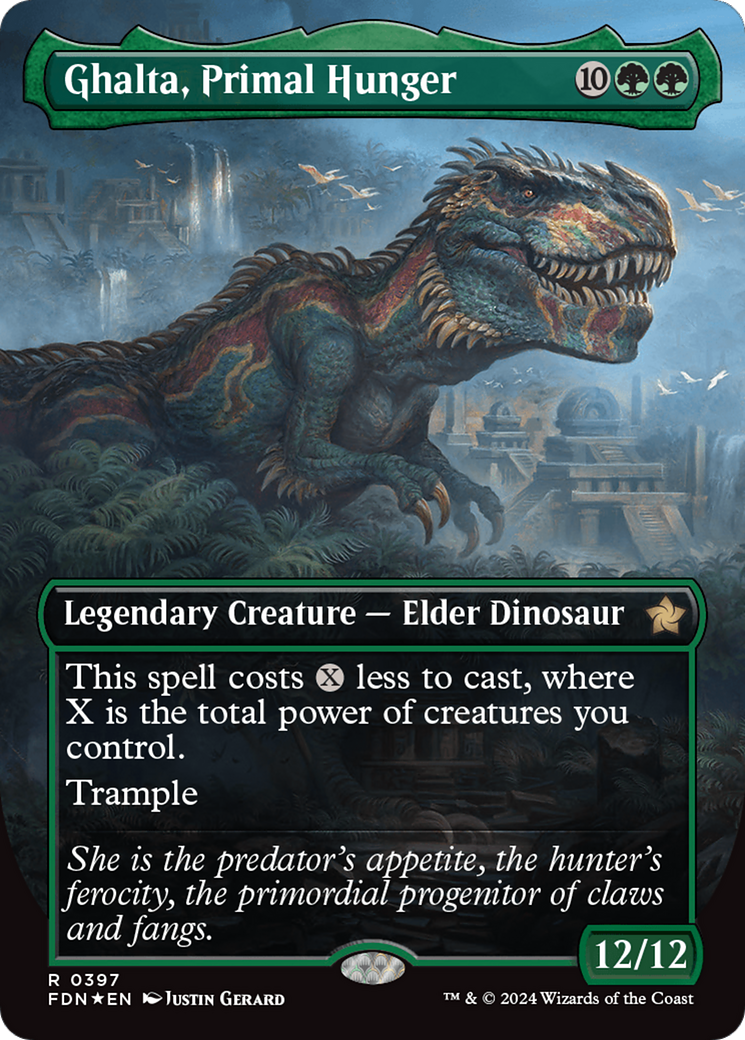 Ghalta, Primal Hunger (Borderless) (Mana Foil) [Foundations] | Local Legends