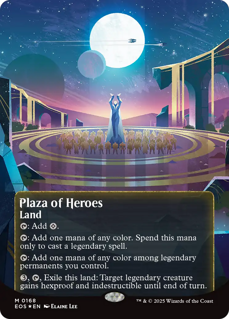 Plaza of Heroes (0168) (Borderless) (Galaxy Foil) [Edge of Eternities: Stellar Sights] | Local Legends