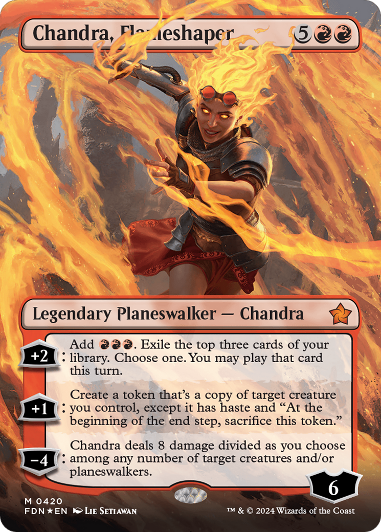 Chandra, Flameshaper (Borderless) (Mana Foil) [Foundations] | Golgari Games