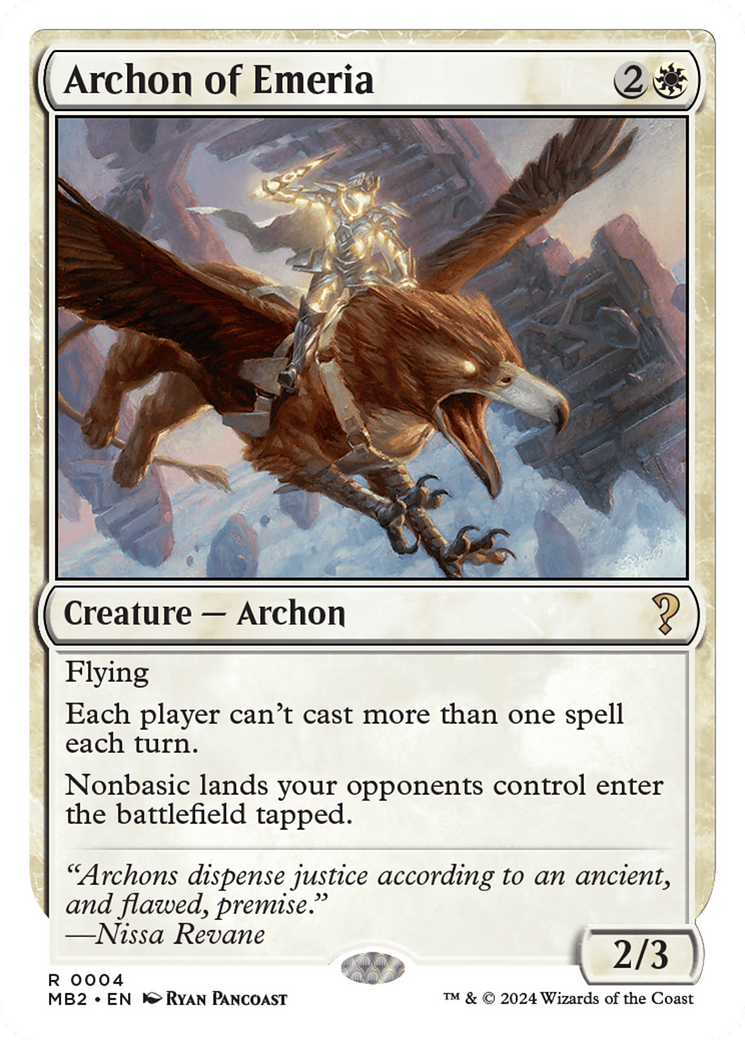 Archon of Emeria (White Border) [Mystery Booster 2] | Golgari Games