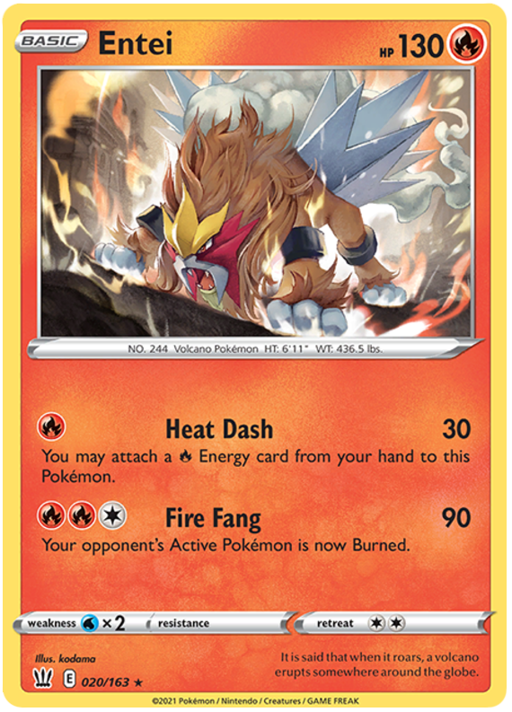 Entei (020/163) [Sword & Shield: Battle Styles] | Golgari Games