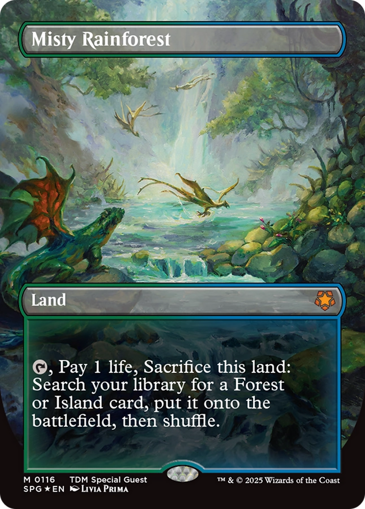 Misty Rainforest (Borderless) (Dragonscale Foil) [Tarkir: Dragonstorm Special Guests] | Local Legends