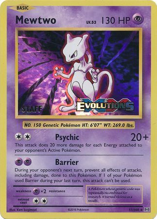 Mewtwo (51/108) (XY Evolutions Staff Prerelease) [XY: Black Star Promos] | Golgari Games