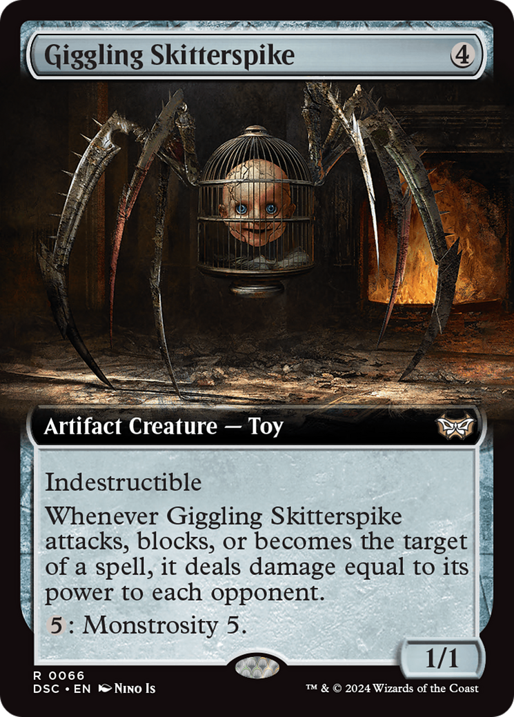 Giggling Skitterspike (Extended Art) [Duskmourn: House of Horror Commander] | Local Legends
