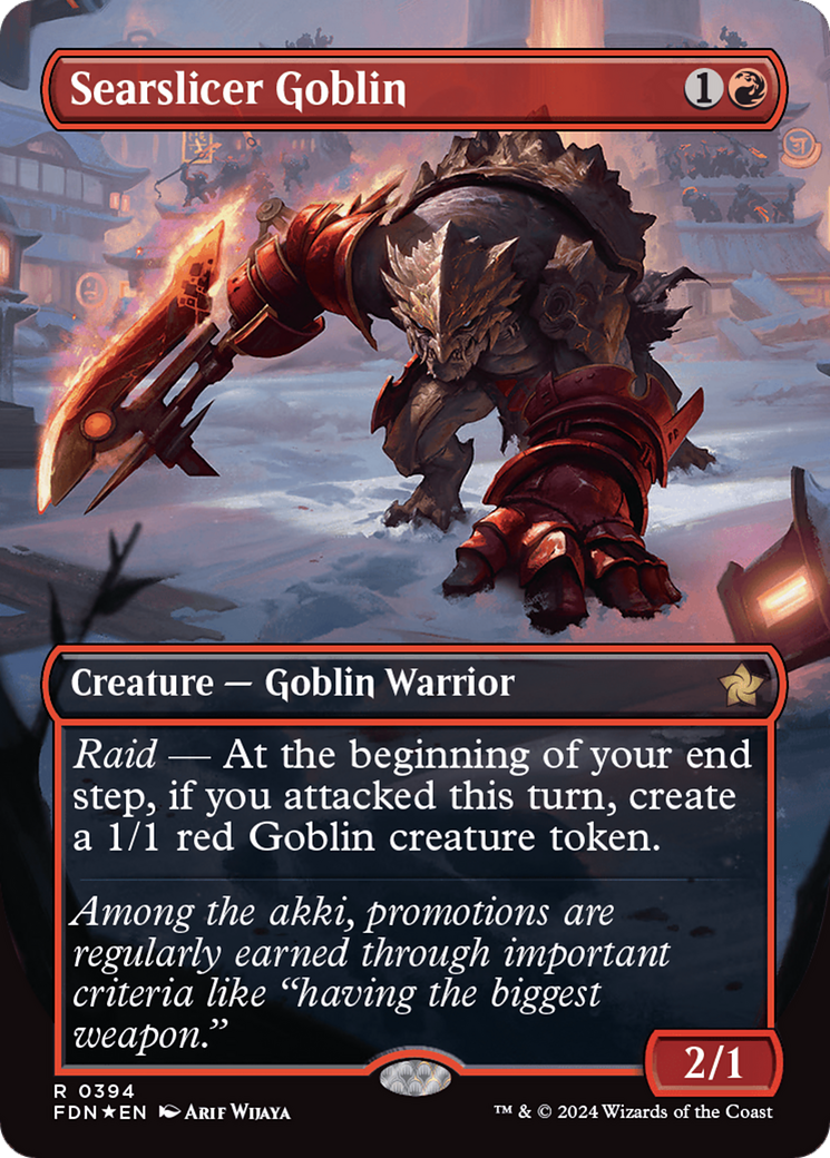 Searslicer Goblin (Borderless) (Mana Foil) [Foundations] | Local Legends