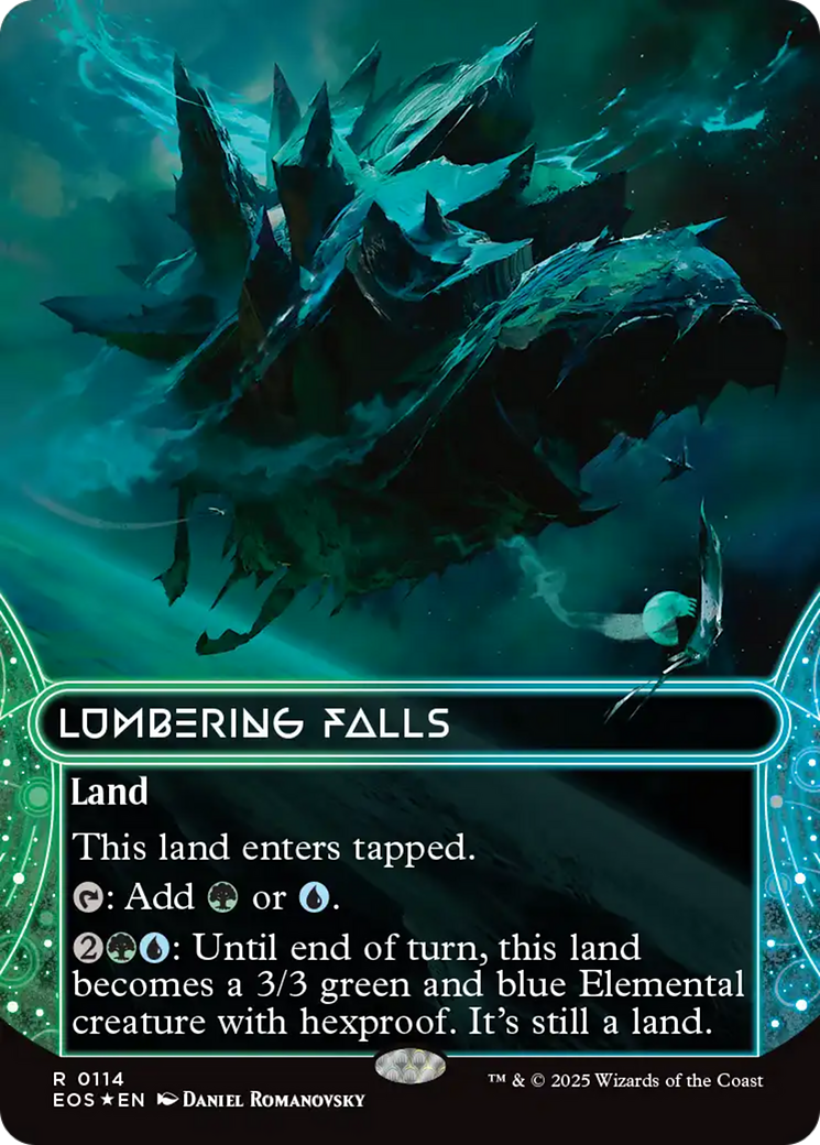 Lumbering Falls (0114) (Borderless) (Galaxy Foil) [Edge of Eternities: Stellar Sights] | Local Legends