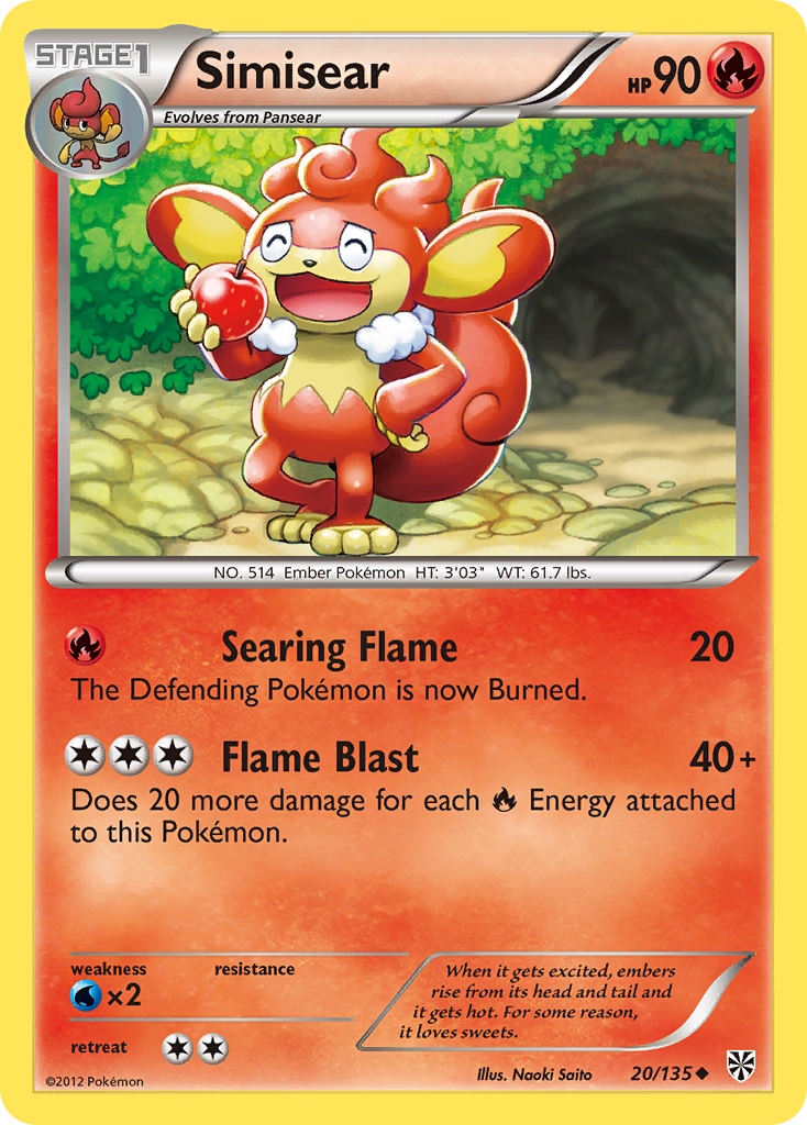 Simisear (20/135) [Black & White: Plasma Storm] | Local Legends