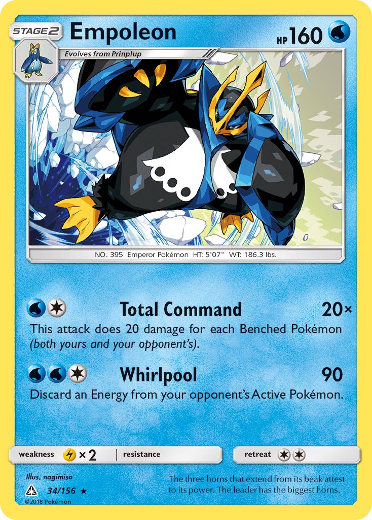 Empoleon (34/156) (Cracked Ice Holo) (Theme Deck Exclusive) [Sun & Moon: Ultra Prism] | Golgari Games