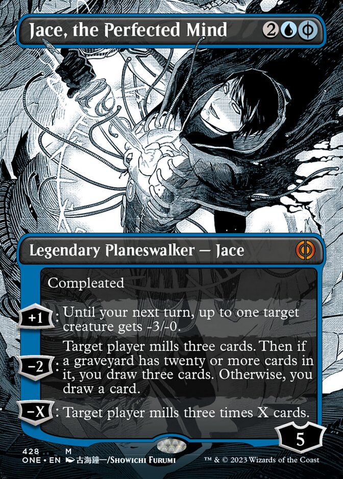 Jace, the Perfected Mind (Borderless Manga Step-and-Compleat Foil) [Phyrexia: All Will Be One] | Golgari Games