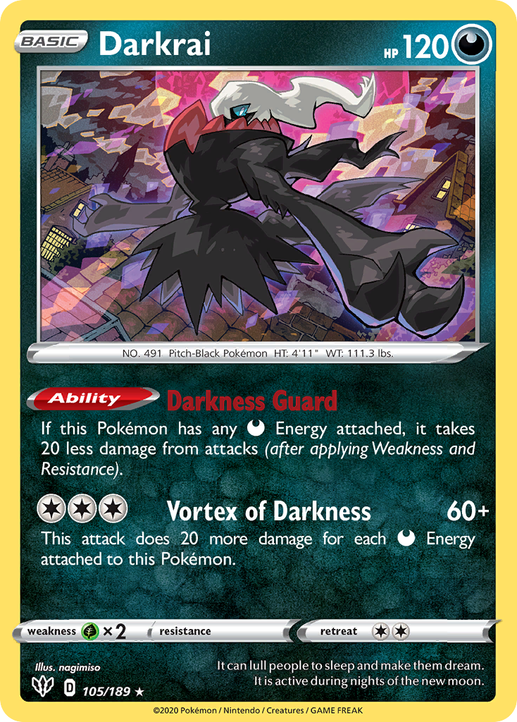 Darkrai (105/189) (Cosmos Holo) [Sword & Shield: Darkness Ablaze] | Golgari Games