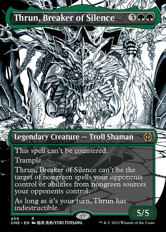 Thrun, Breaker of Silence (Borderless Manga Step-and-Compleat Foil) [Phyrexia: All Will Be One] | Golgari Games