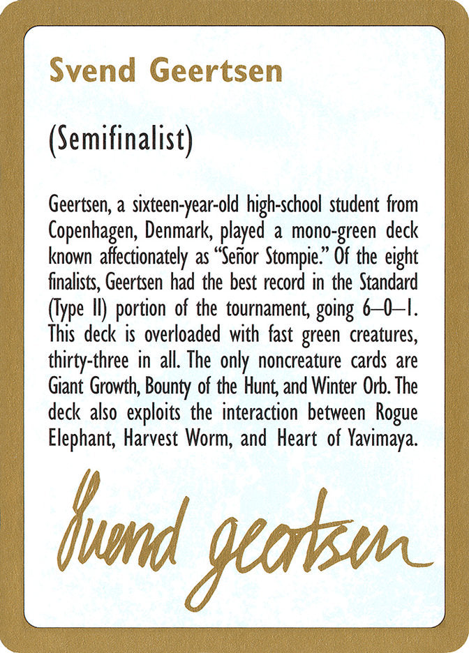 Svend Geertsen Bio [World Championship Decks 1997] | Golgari Games