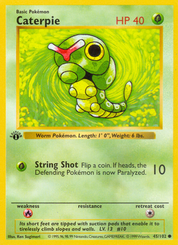 Caterpie (45/102) (Shadowless) [Base Set 1st Edition] | Golgari Games