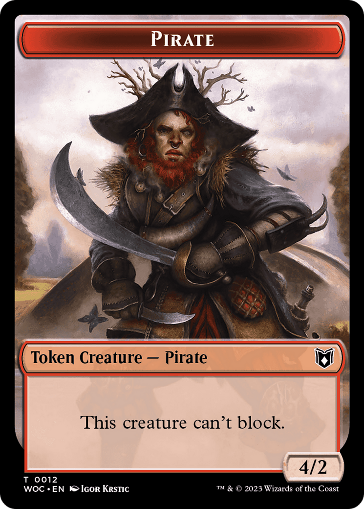 Pirate // Human Soldier Double-Sided Token [Wilds of Eldraine Commander Tokens] | Golgari Games