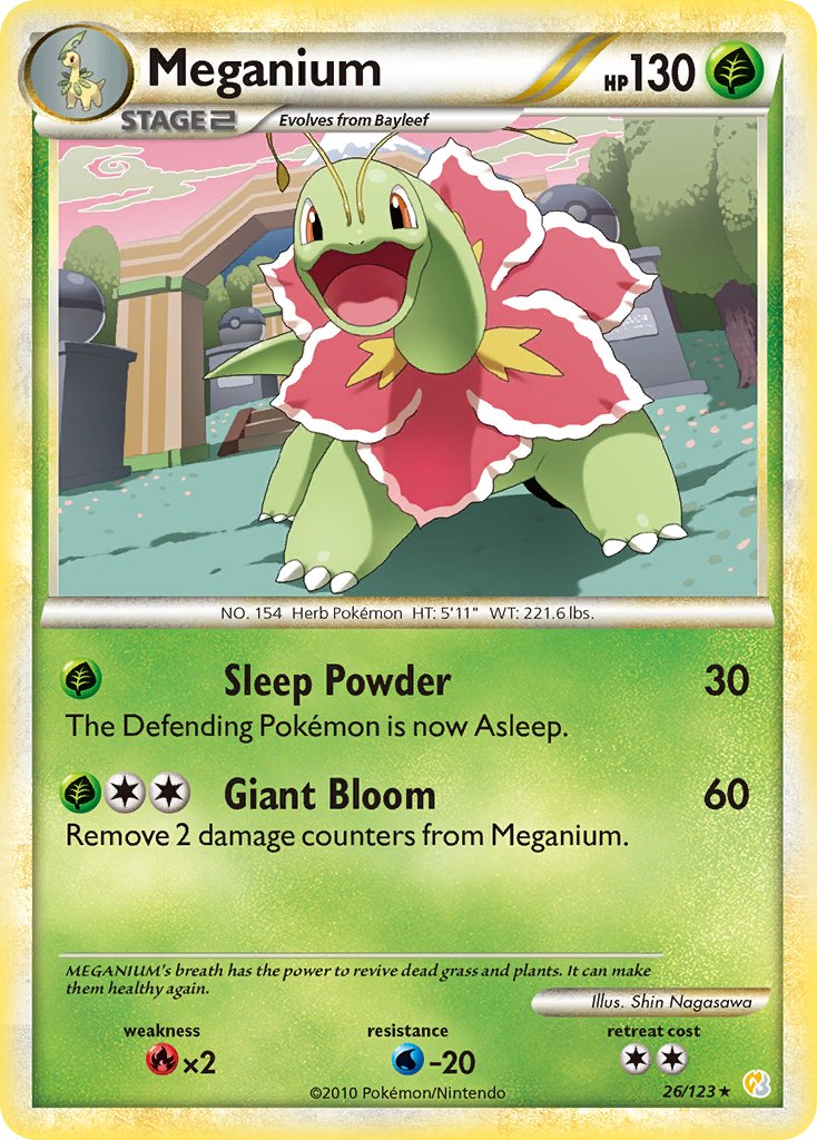 Meganium (26/123) (Theme Deck Exclusive) [HeartGold & SoulSilver: Base Set] | Golgari Games