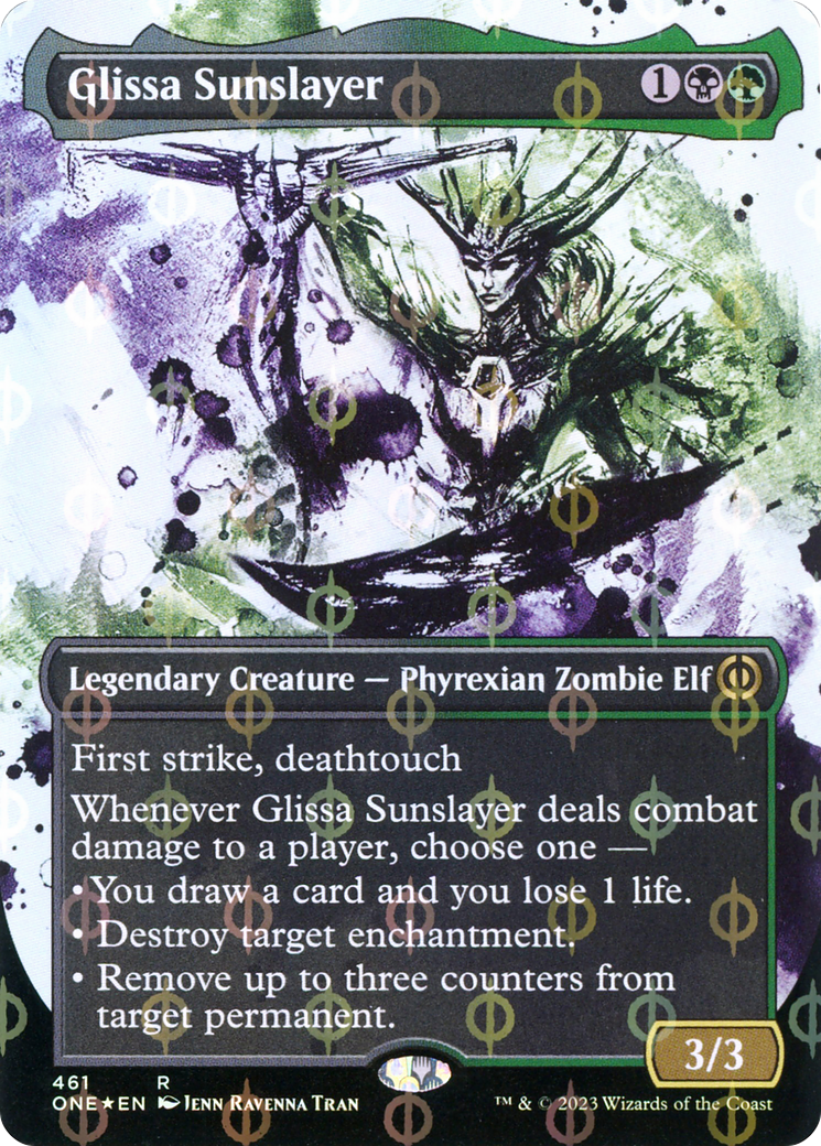 Glissa Sunslayer (Borderless Ichor Step-and-Compleat Foil) [Phyrexia: All Will Be One] | Golgari Games