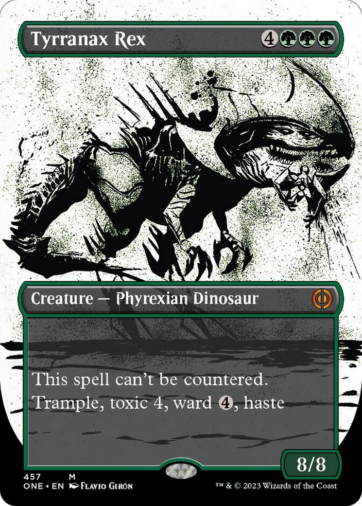 Tyrranax Rex (Borderless Ichor Step-and-Compleat Foil) [Phyrexia: All Will Be One] | Golgari Games