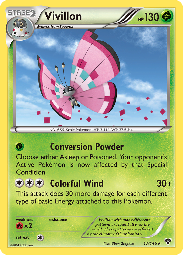 Vivillon (17/146) (Meadow Form/Pink Wings) [XY: Base Set] | Golgari Games