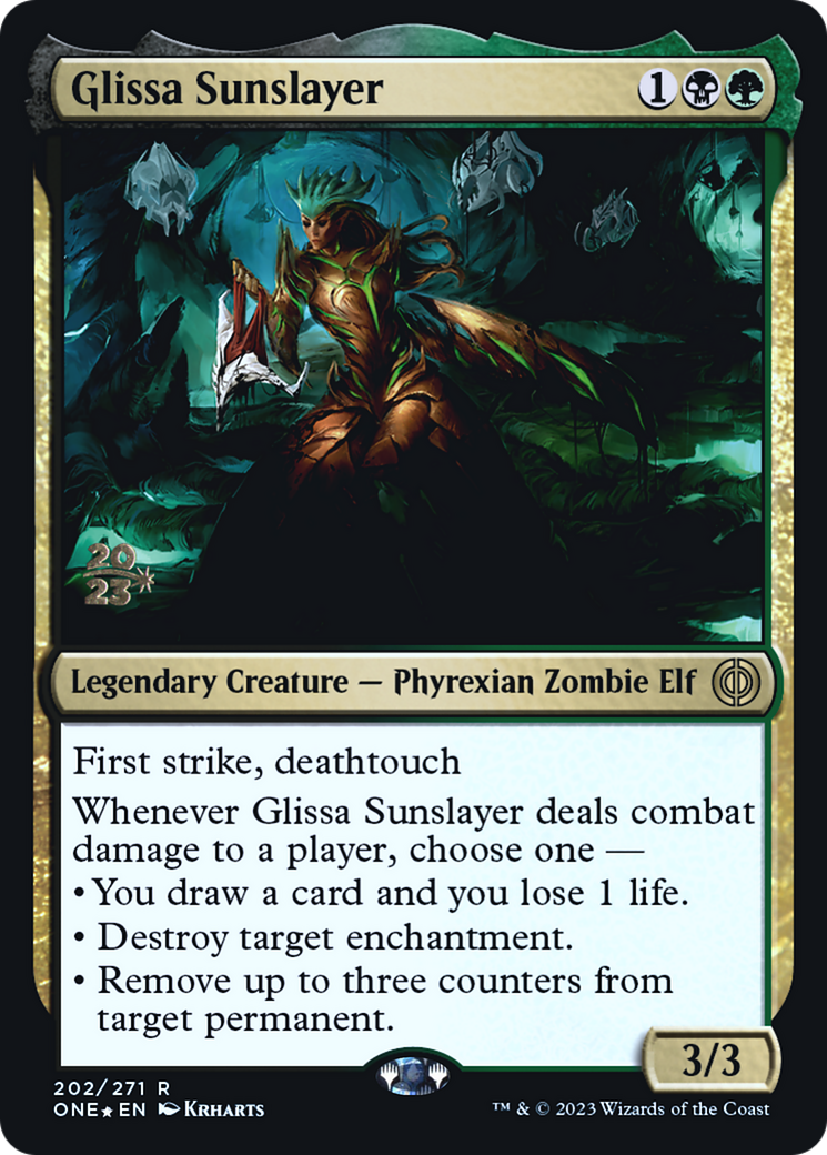 Glissa Sunslayer [Phyrexia: All Will Be One Prerelease Promos] | Golgari Games