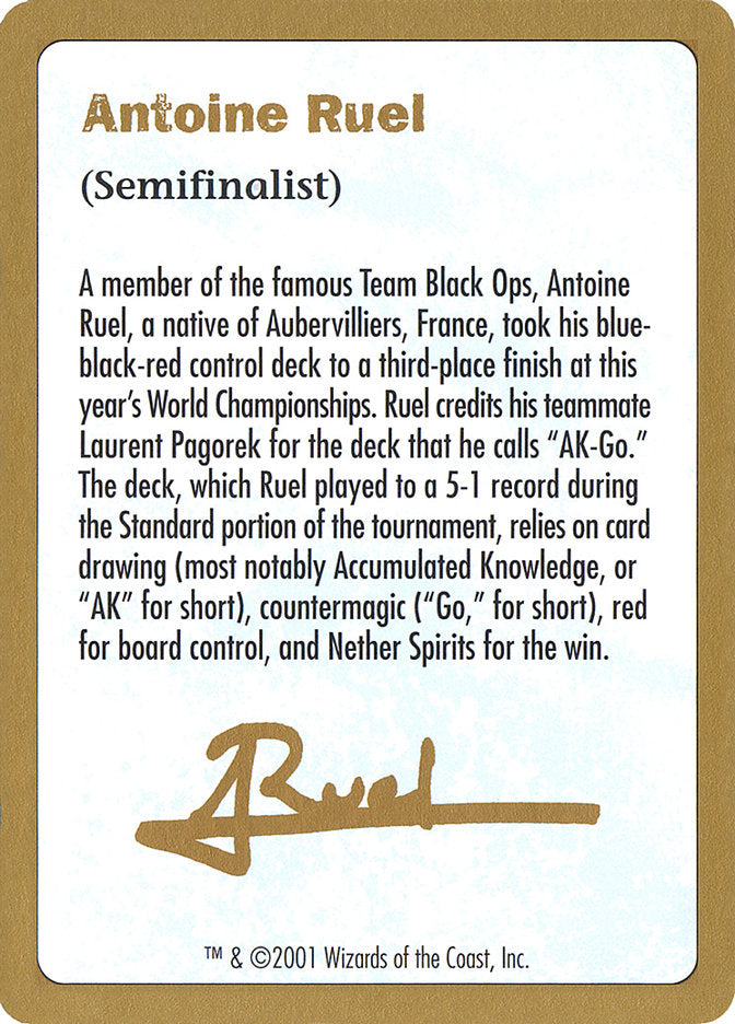 Antoine Ruel Bio [World Championship Decks 2001] | Golgari Games