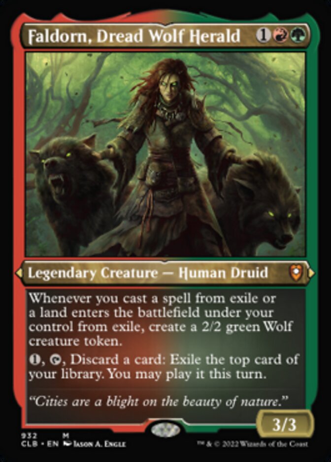 Faldorn, Dread Wolf Herald (Display Commander) (Foil Etched) [Commander Legends: Battle for Baldur's Gate] | Golgari Games