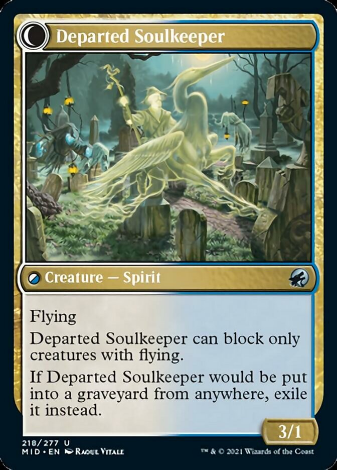 Devoted Grafkeeper // Departed Soulkeeper [Innistrad: Midnight Hunt] | Golgari Games