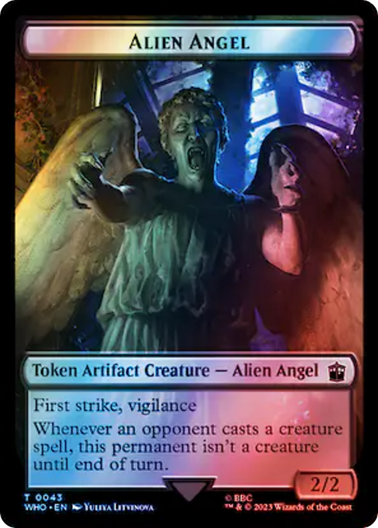 Alien Angel // Treasure (0063) Double-Sided Token (Surge Foil) [Doctor Who Tokens] | Golgari Games