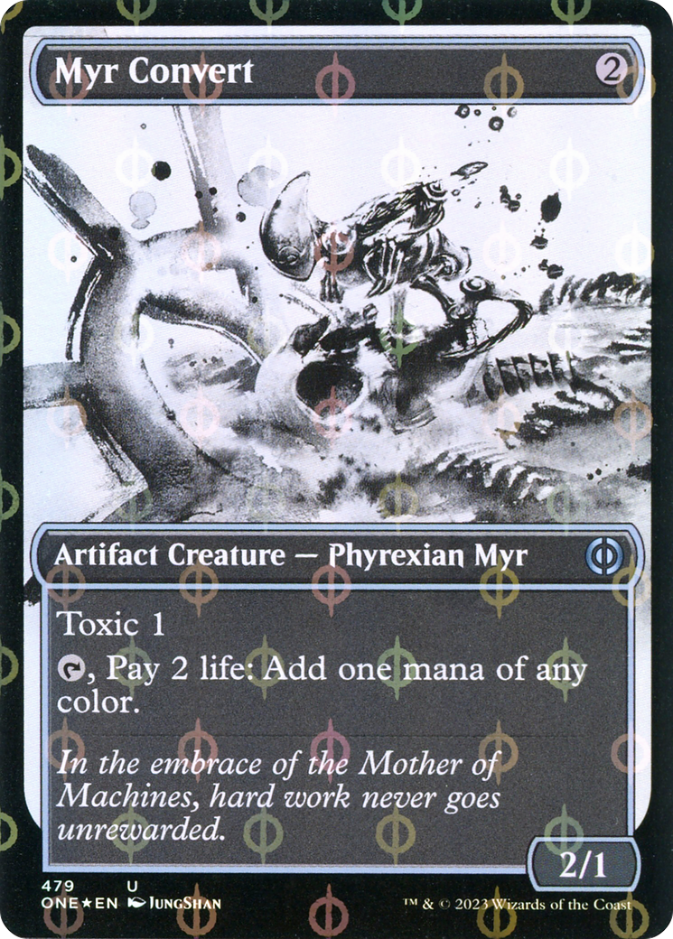 Myr Convert (Showcase Ichor Step-and-Compleat Foil) [Phyrexia: All Will Be One] | Golgari Games