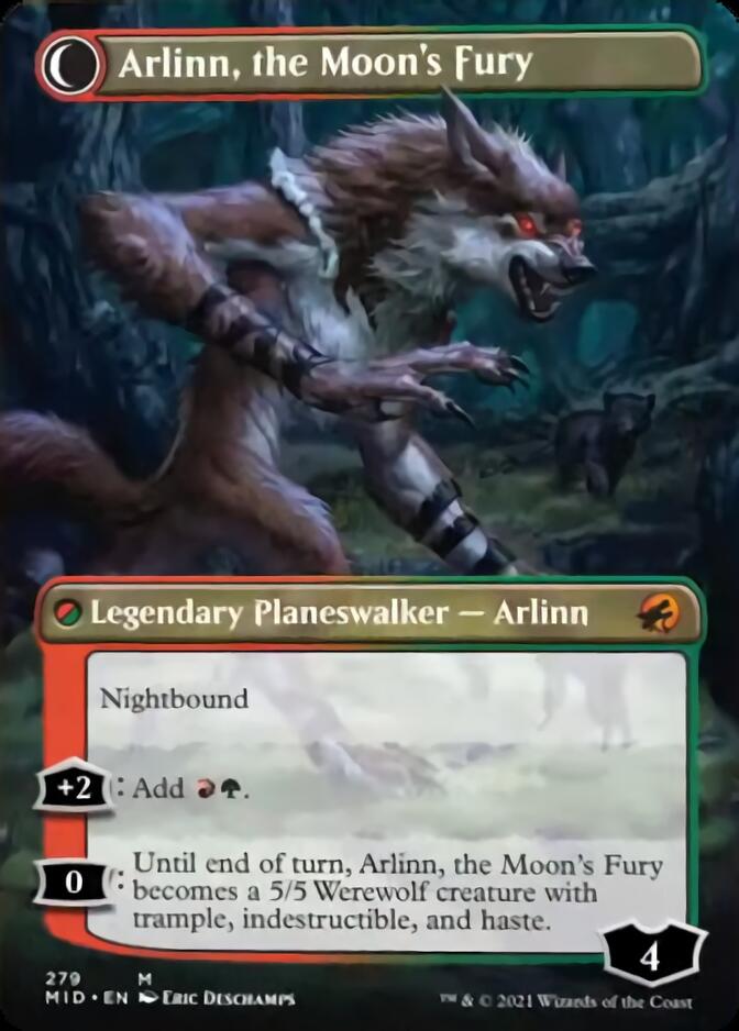 Arlinn, the Pack's Hope // Arlinn, the Moon's Fury (Borderless) [Innistrad: Midnight Hunt] | Golgari Games