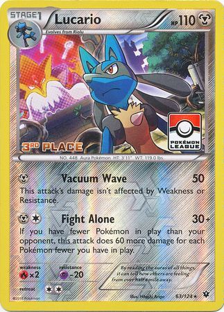 Lucario (63/124) (League Promo 3rd Place) [XY: Fates Collide] | Golgari Games