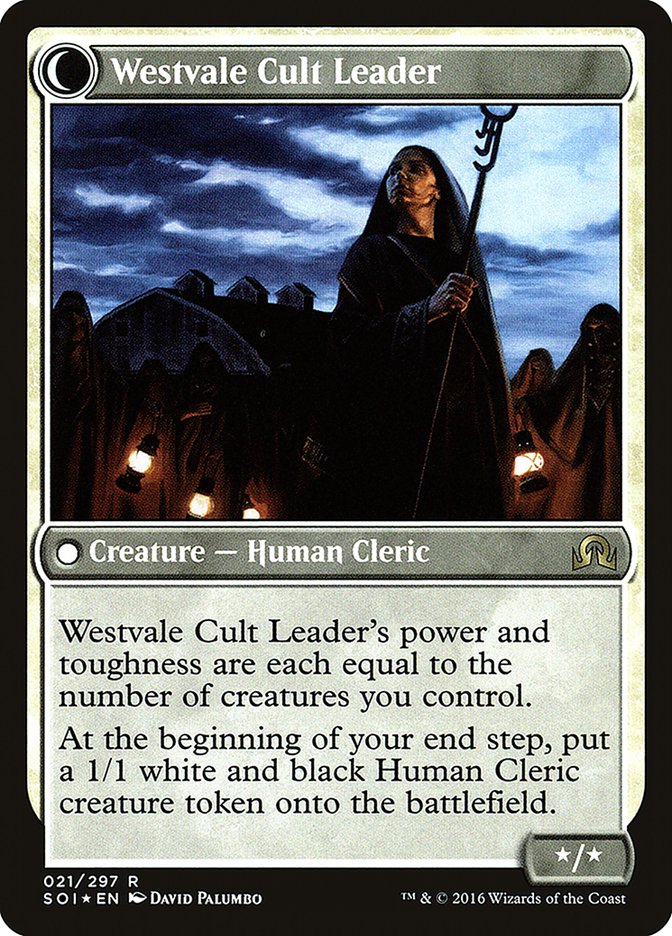 Hanweir Militia Captain // Westvale Cult Leader [Shadows over Innistrad Prerelease Promos] | Golgari Games