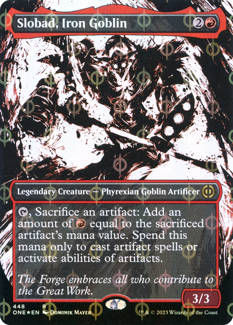 Slobad, Iron Goblin (Borderless Ichor Step-and-Compleat Foil) [Phyrexia: All Will Be One] | Golgari Games