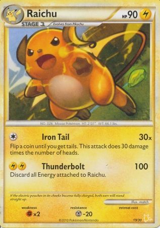 Raichu (19/30) [HeartGold & SoulSilver: Trainer Kit - Raichu] | Golgari Games