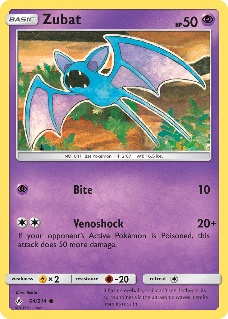 Zubat (64/214) [Sun & Moon: Unbroken Bonds] | Golgari Games