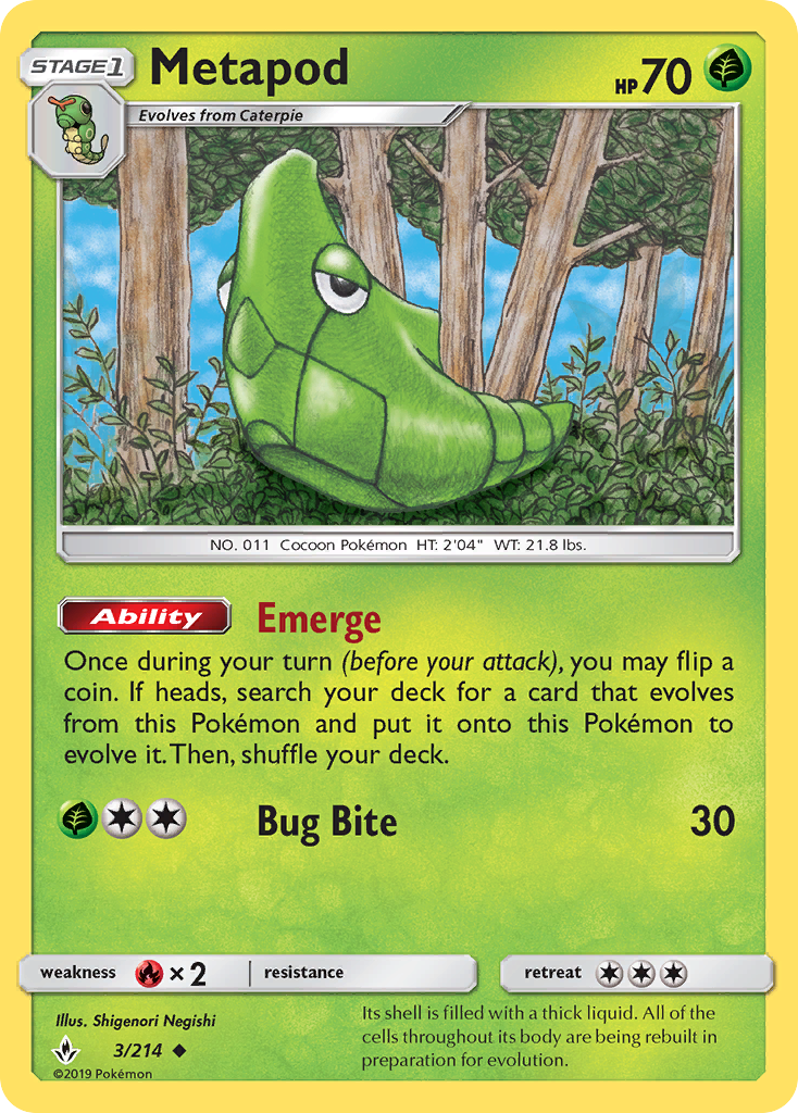 Metapod (3/214) [Sun & Moon: Unbroken Bonds] | Local Legends
