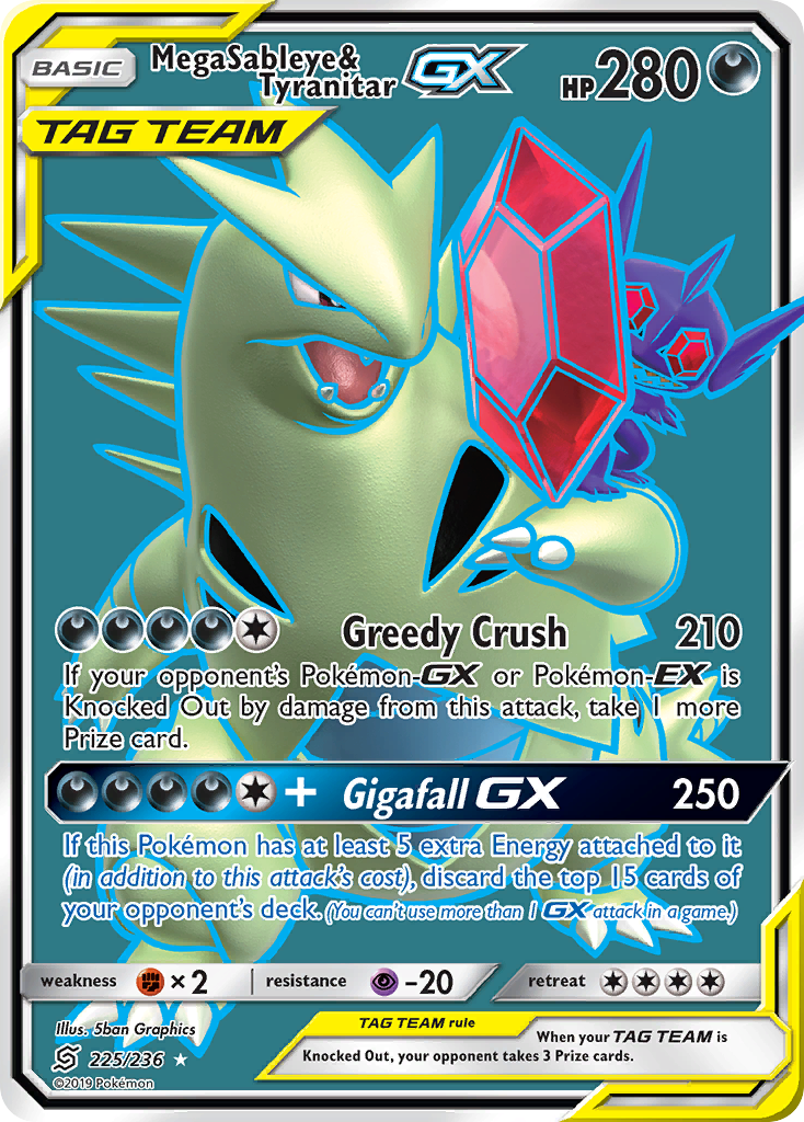 Mega Sableye & Tyranitar GX (225/236) [Sun & Moon: Unified Minds] | Golgari Games