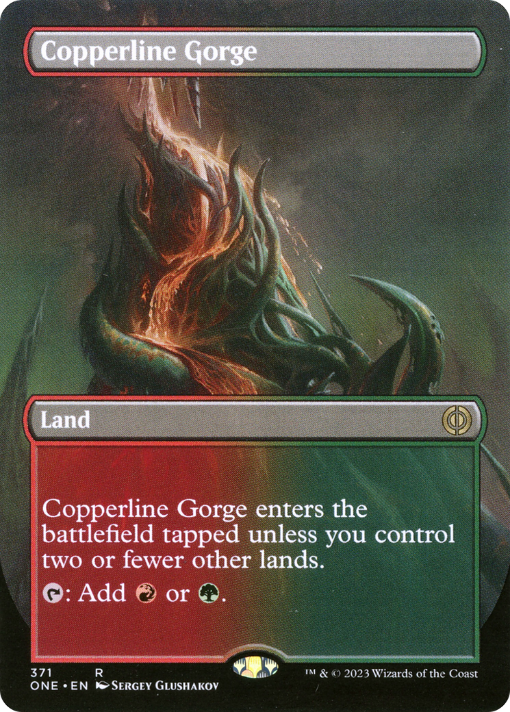 Copperline Gorge (Borderless Alternate Art) [Phyrexia: All Will Be One] | Local Legends