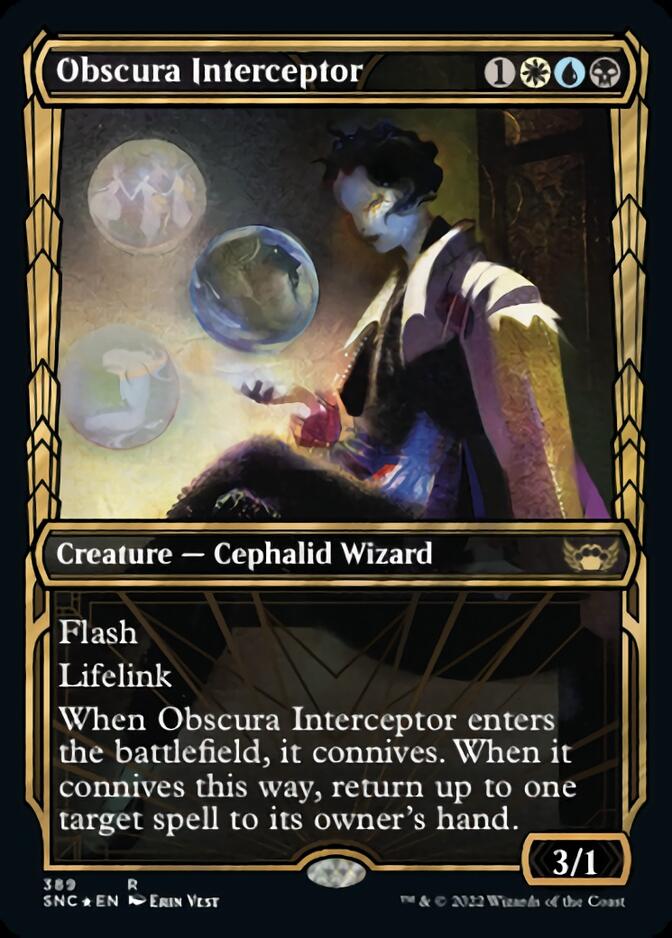 Obscura Interceptor (Showcase Golden Age Gilded Foil) [Streets of New Capenna] | Local Legends