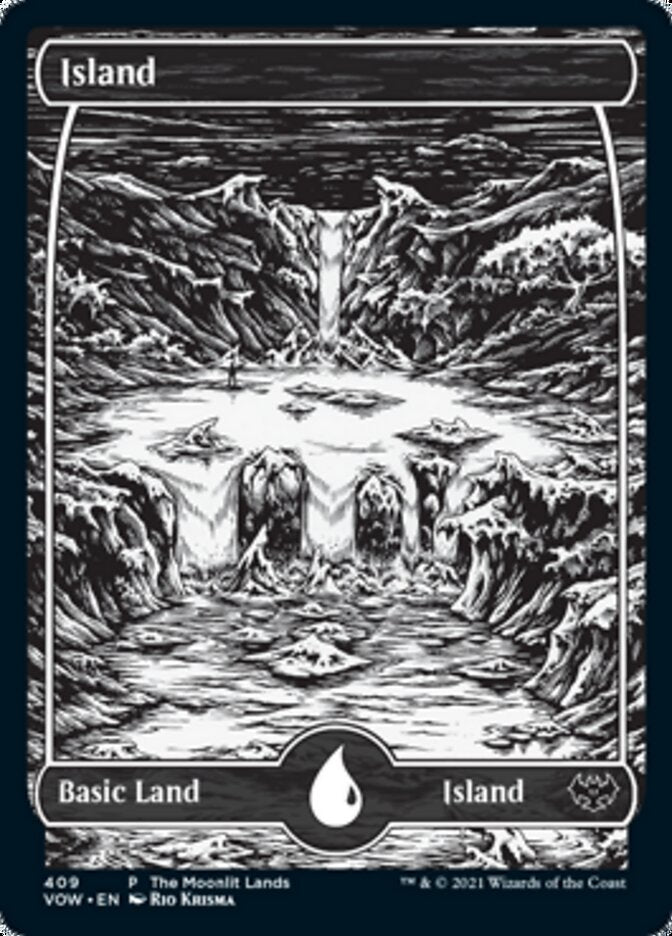 Island (The Moonlit Lands) (Foil Etched) [Innistrad: Crimson Vow Promos] | Golgari Games