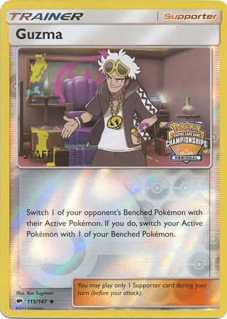 Guzma (115/147) (League Promo) (Staff) [Sun & Moon: Burning Shadows] | Golgari Games