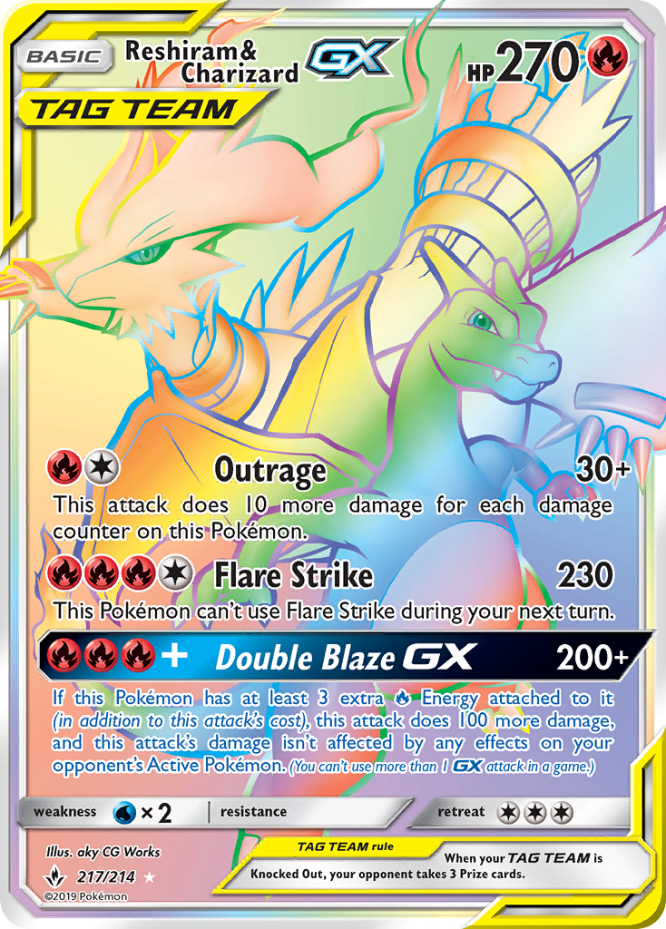 Reshiram & Charizard GX (217/214) [Sun & Moon: Unbroken Bonds] | Golgari Games