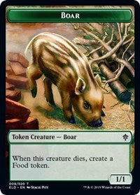 Boar // Food (15) Double-sided Token [Throne of Eldraine Tokens] | Golgari Games