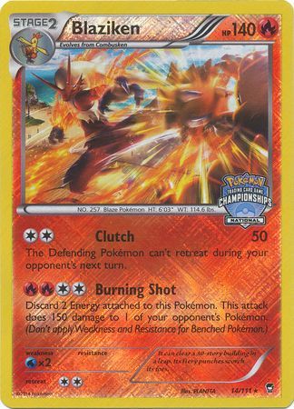 Blaziken (14/111) (National Championship Promo) [XY: Furious Fists] | Golgari Games