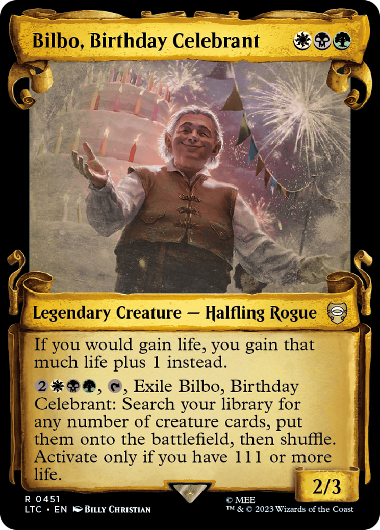 Bilbo, Birthday Celebrant [The Lord of the Rings: Tales of Middle-Earth Commander Showcase Scrolls] | Golgari Games